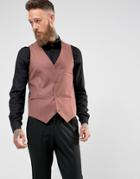 Asos Wedding Vest In Light Burgundy 100% Wool - Red