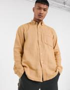 Asos Design Regular Fit Brushed Twill Shirt In Mustard-yellow