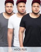 Asos Plus T-shirt With Scoop Neck 3 Pack Save - Multi