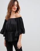 Y.a.s Top With Volume Ruffle Sleeves - Black