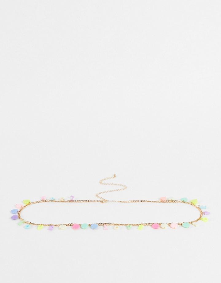 Asos Design Love Chain Waist And Hip Belt In Multi-gold