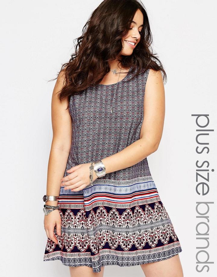 Diya Plus Shift Dress In Border Print - Multi