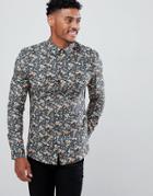 Asos Design Smart Skinny Ditsy Print Shirt - Multi