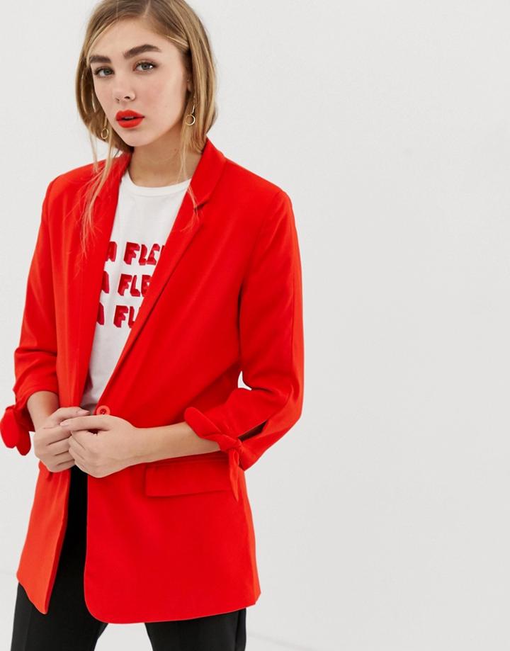 Mbym Tie Sleeve Blazer - Red