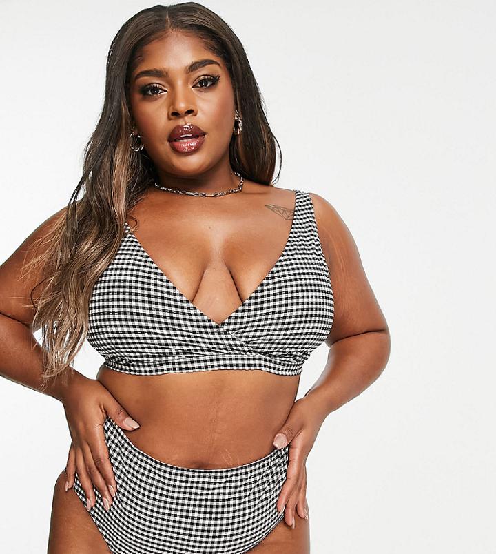 Peek & Beau Curve Exclusive High Waist Bikini Bottom In Seersucker Gingham-multi