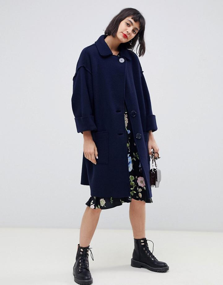 Max & Co Oversized Wool Coat-navy