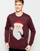 Jack & Jones Holidays Santa Sweatshirt - Burgunday