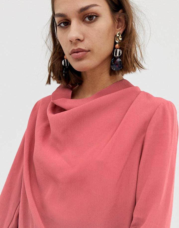 Asos White Crepe Cowl Neck Top-multi