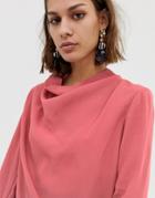 Asos White Crepe Cowl Neck Top-multi