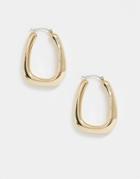 Asos Design Hoop Earrings In Sleek Square Shape In Gold Tone