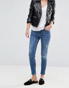Oasis Distressed Detail Cropped Skinny Jeans - White