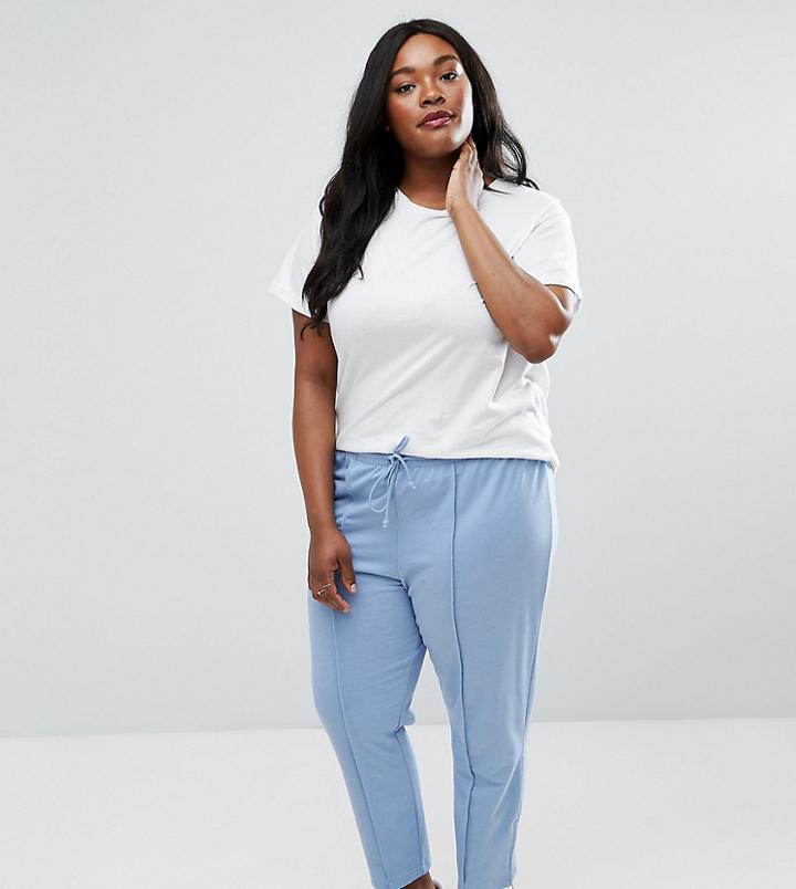 Asos Curve Casual Peg Pant With Seam Detail - Blue