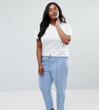 Asos Curve Casual Peg Pant With Seam Detail - Blue