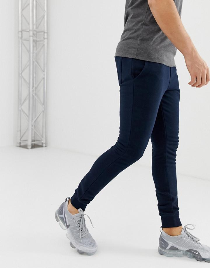 Asos Design Super Skinny Sweatpants In Navy - Navy