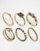 Asos Desert Stone Ring Pack - Burnished Gold