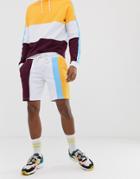 Asos Design Two-piece Jersey Skinny Shorts With Multi Color Blocking - White