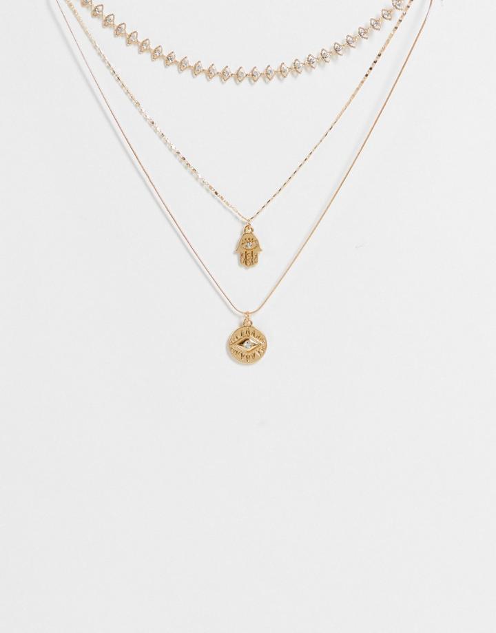 Aldo Nungarin Eye Multi Row Necklace In Silver-gold