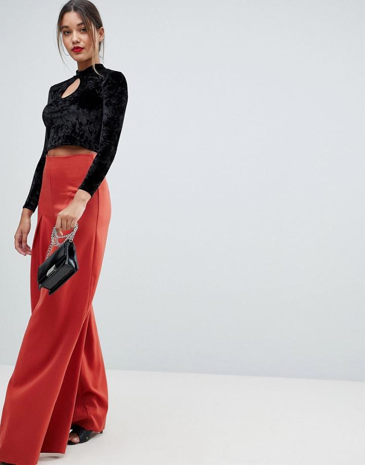 Missguided Pleated Wide Leg Pants - Red