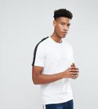 Selected Homme Tall T-shirt With Raglan Striped Sleeve - White