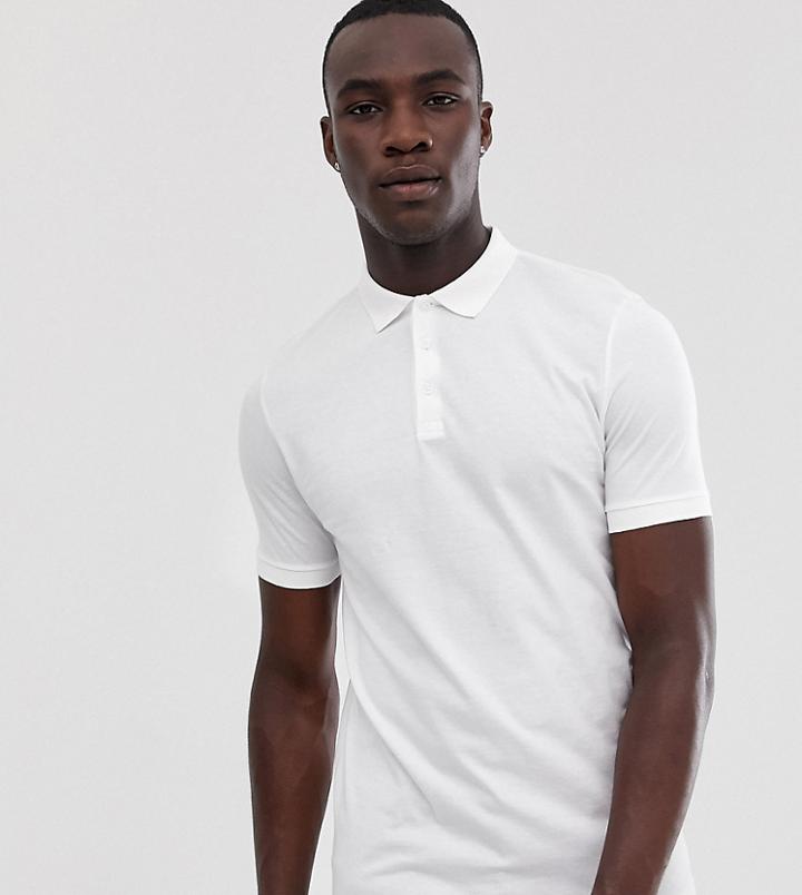 Asos Design Tall Jersey Polo In White - White