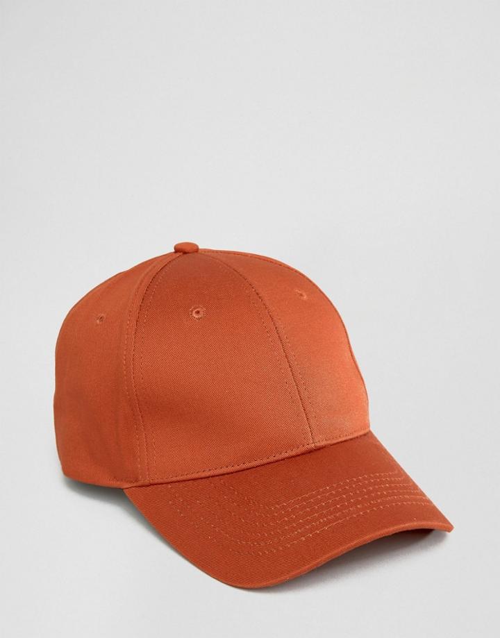 Asos Baseball Cap In Rust - Brown