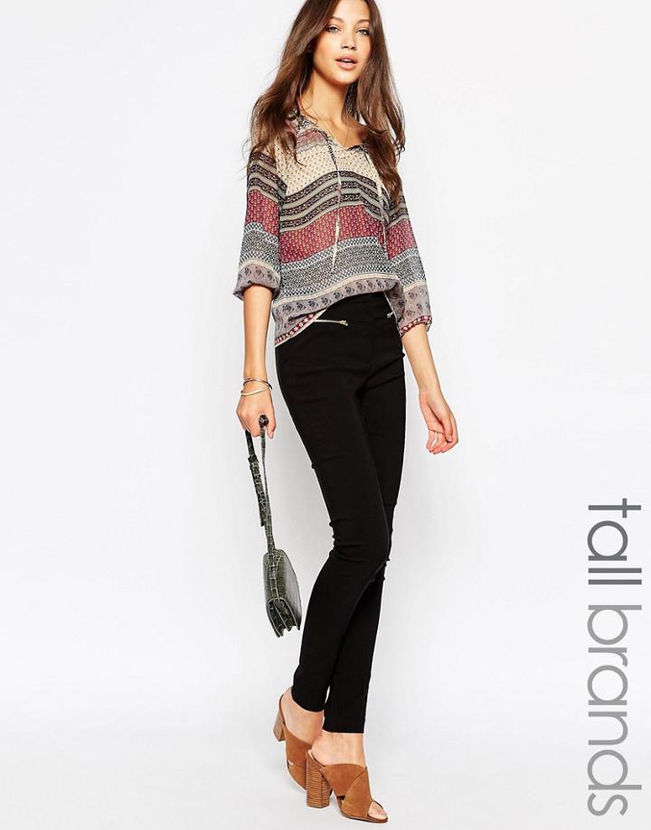 New Look Tall Zip Detail Slim Leg Pant - Black