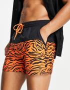 South Beach Swim Shorts In Tiger Print-orange