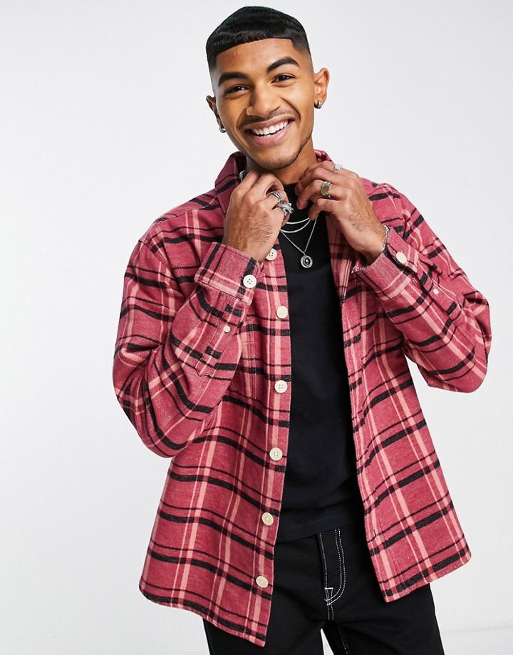 Allsaints Olancha Checked Shirt In Red-pink