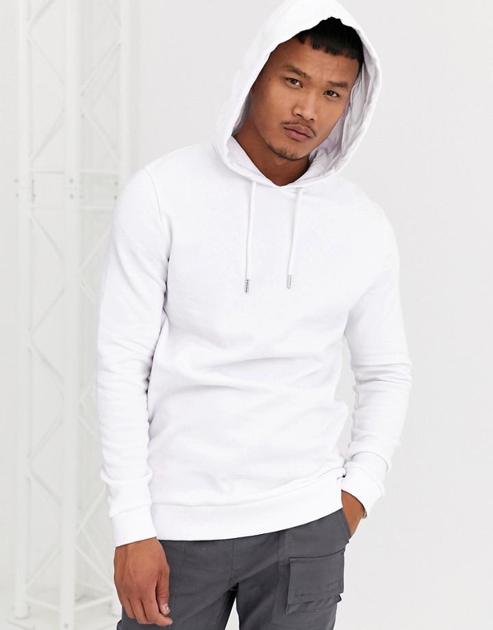 Asos Design Longline Hoodie In White