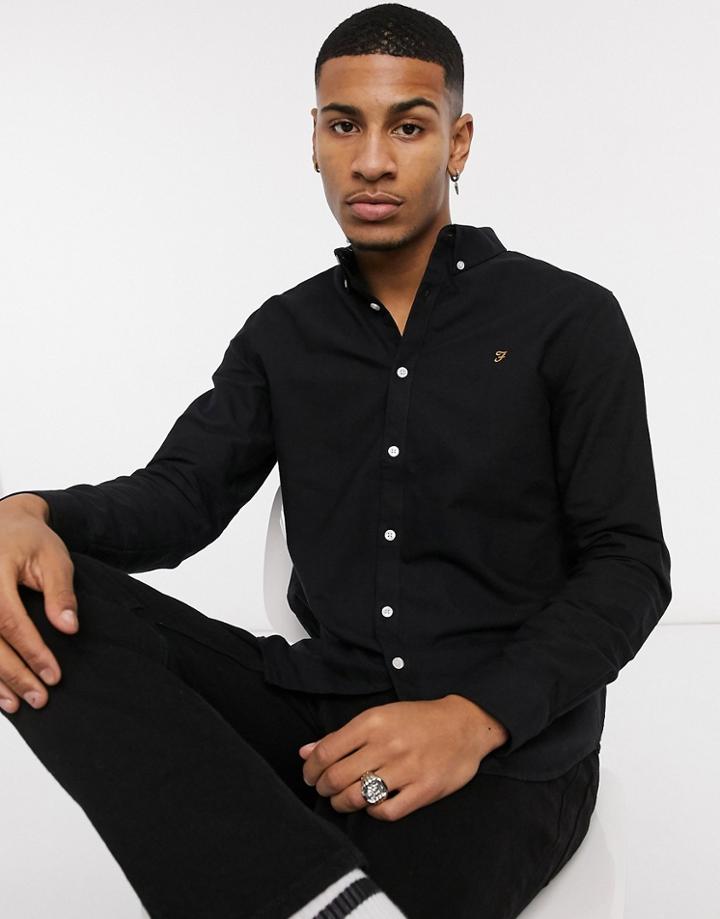 Farah Brewer Slim Fit Shirt In Black