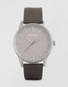 Unknown Stone Dial Leather Watch In Gray - Gray