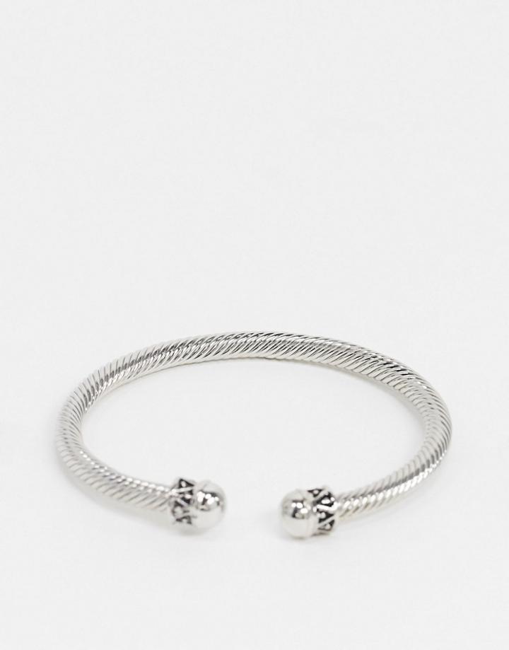 Designb Bangle In Silver With Twisted Rope Design