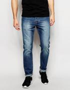 Asos Slim Jeans In Vintage Wash - Mid Blue
