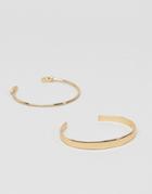 Asos Design Pack Of 2 Cuff Bracelets With Crystal Detail In Gold - Gold