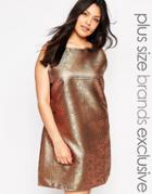 Alice And You Metallic Mini Shift Dress - Rose Gold