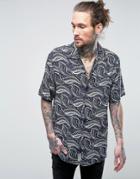 Roadies Of 66 Navy Paisley Printed Reverie Collar Short Sleeve Shirt - Navy