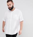 Jacamo Plus Smart Short Sleeve Shirt With Grandad Neck - White