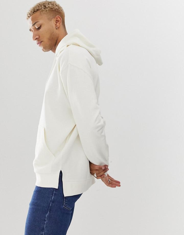Asos Design Oversized Hoodie With Step Hem In Beige - Beige
