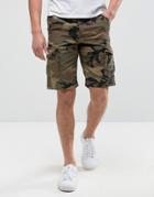 Jack & Jones Intelligence Cargo Shorts In Loose Fit With Camo Print - Green