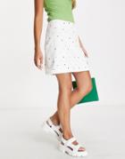 & Other Stories Embellished Mini Skirt With Dot Print In White - Part Of A Set