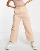Na-kd Wide Leg Cargo Pocket Jeans In Dusty Peach-orange