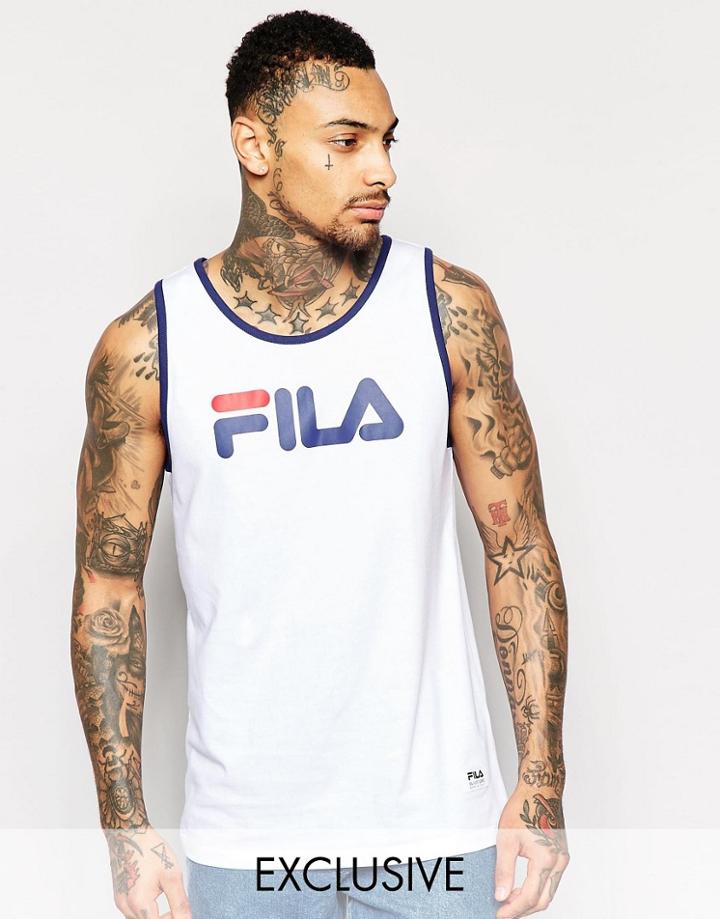 Fila Black Tank With Logo - White