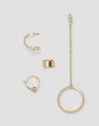 Monki 4 Pack Earrings And Ear Cuffs Set - Gold