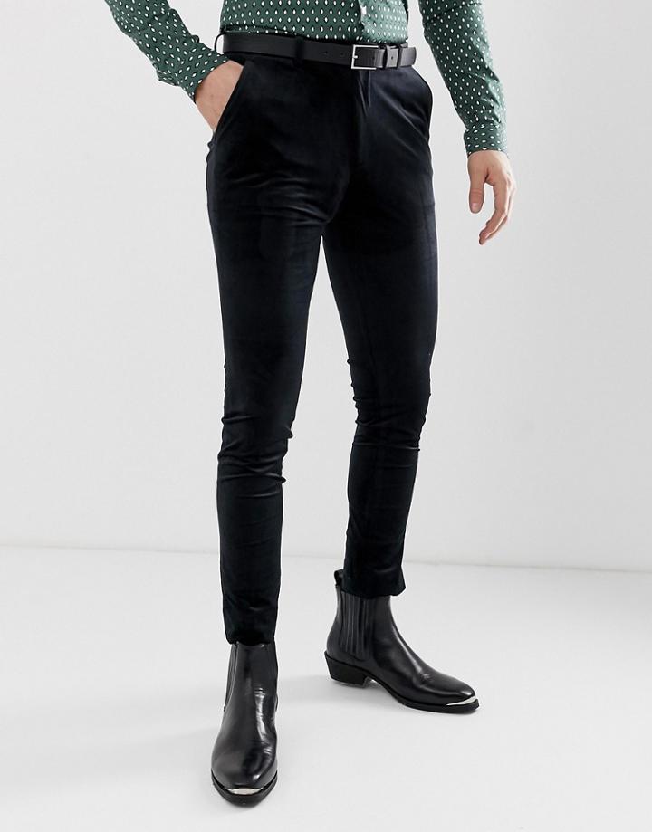 Asos Design Super Skinny Pants In Black Velvet