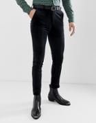 Asos Design Super Skinny Pants In Black Velvet