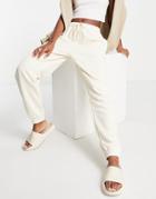 Topshop Slouchy Oversized Cuffed Sweatpants In Ecru-white