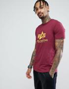 Alpha Industries Logo T-shirt In Burgundy - Red