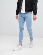 Asos Design Super Skinny Jeans In Bleach Wash - Blue