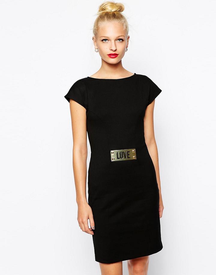 Love Moschino Dress With Love Plaque - Black