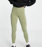 Asos Design Tall Natural Dye Legging In Washed Khaki-green